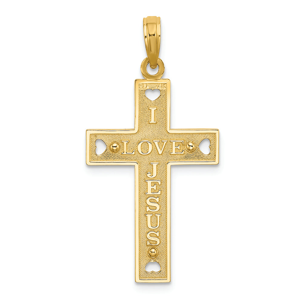 FJC Finejewelers 14k Yellow Gold I Love Jesus" Crucifix Heart Charm