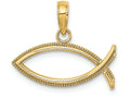 FJC Finejewelers 14k Yellow Gold Christian Fishbeaded Edge Charm