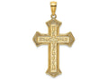 FJC Finejewelers 14k Yellow Gold Filigree Center Block Cross Charm Double Layer