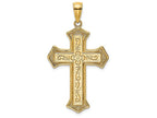 FJC Finejewelers 14k Yellow Gold Filigree Center Block Cross Charm Double Layer