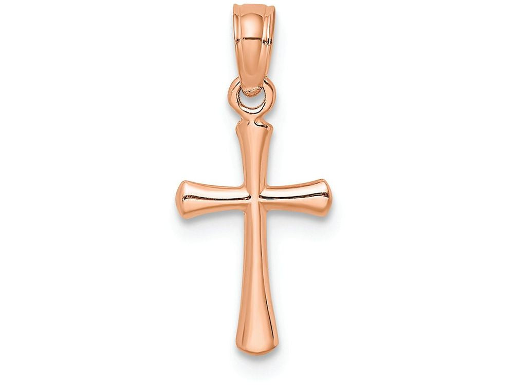 FJC Finejewelers 14k Rose Gold Beveled Cross with Round Tips Charm