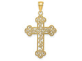 FJC Finejewelers 14k Yellow Gold Tri-tipped Cross with Scroll Pattern Beaded Edge Charm