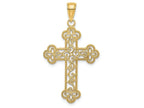 FJC Finejewelers 14k Yellow Gold Tri-tipped Cross with Scroll Pattern Beaded Edge Charm