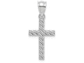 FJC Finejewelers 14k White Gold Ribbed Cross with Diagonal Beaded Stripes Charm