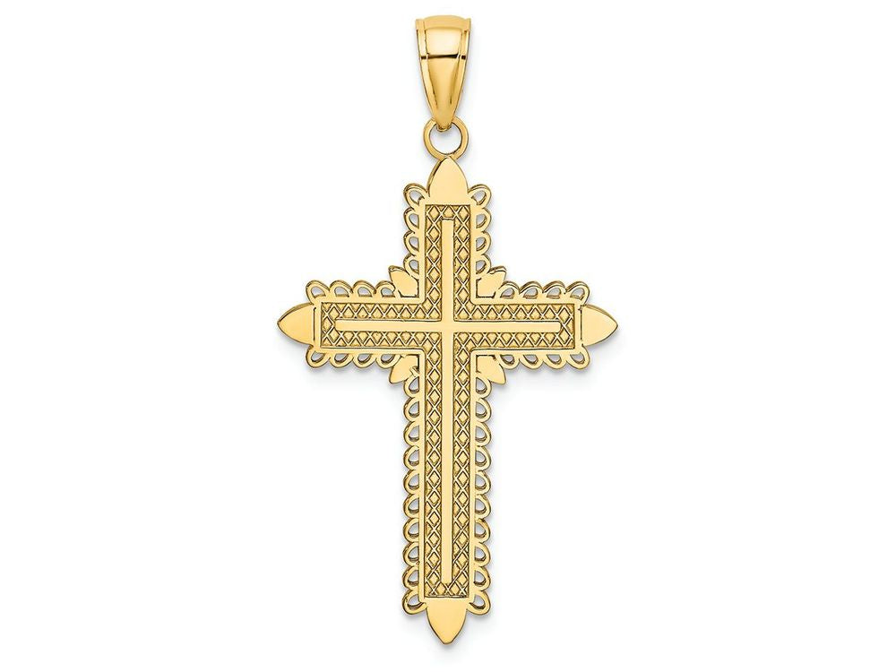 FJC Finejewelers 14k Yellow Gold Cross with Lace Border Charm