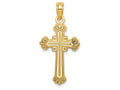 FJC Finejewelers 14k Yellow Gold Cross with Leaves On Edges Center Is "box" Shaped Charm