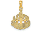 FJC Finejewelers 14k Yellow Gold I Love Jesus" Block with Sm Crosse Charm
