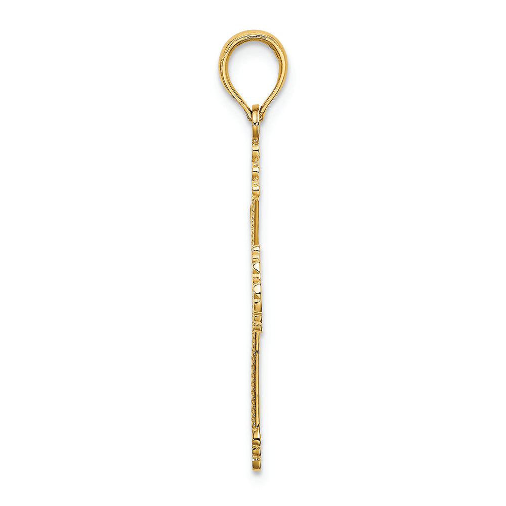 FJC Finejewelers 14k Yellow Gold Cross with Heart Center Stripes Charm