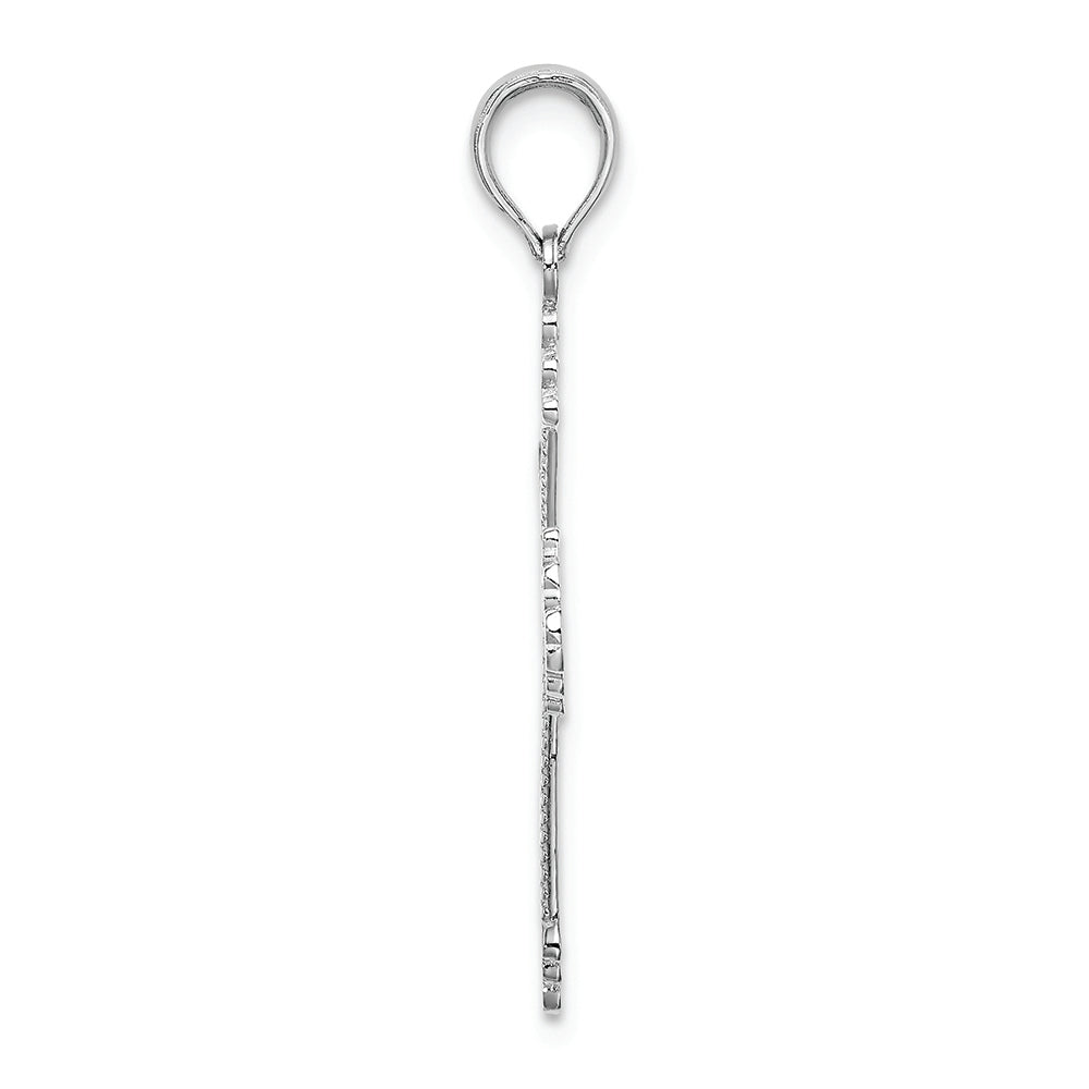 FJC Finejewelers 14k White Gold Cross with Heart Center Stripes Charm