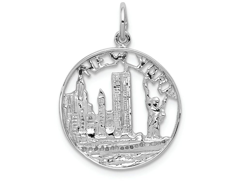 FJC Finejewelers 14k White Gold Solid Polished New York City In Disc Charm