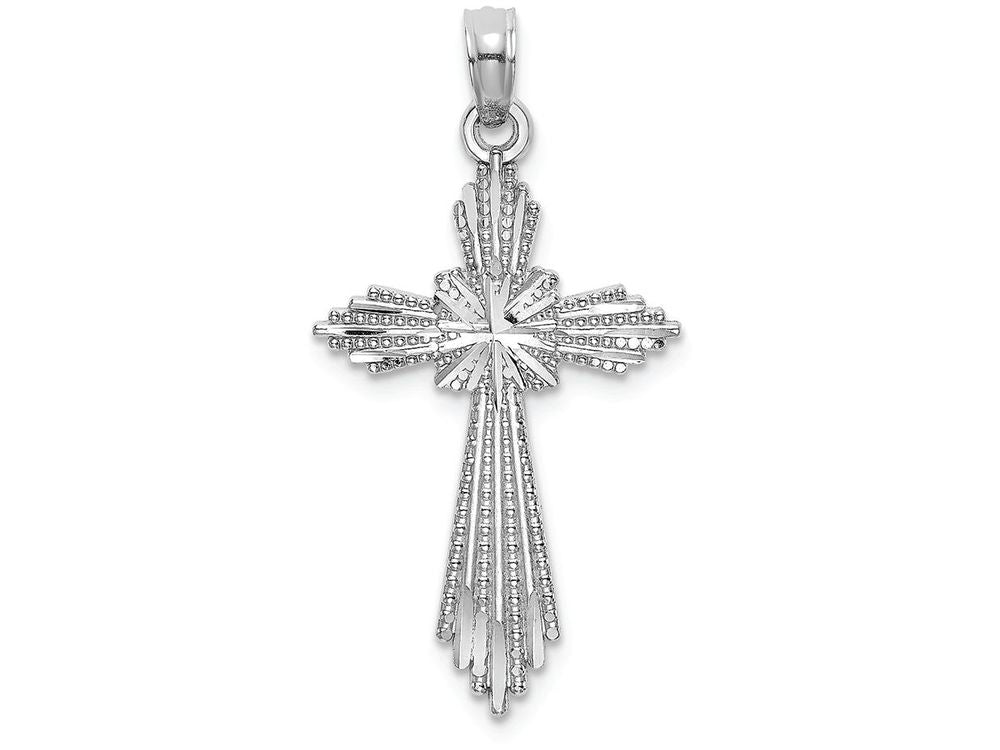 FJC Finejewelers 14k White Gold Fancy Bright Cut Cross with Pointed Ends Charm
