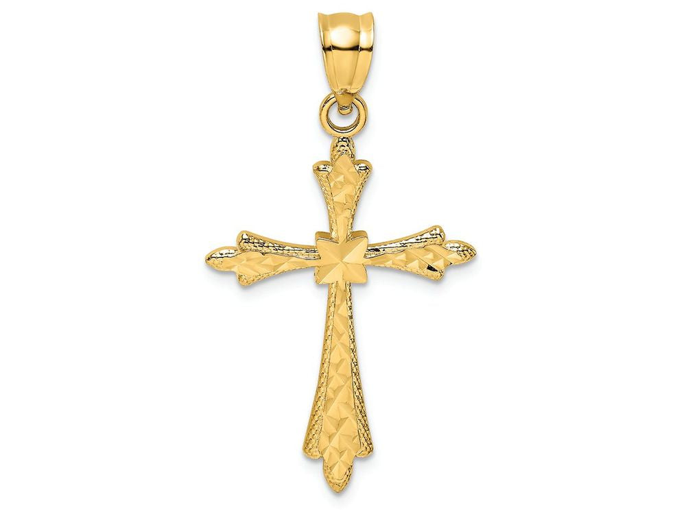 FJC Finejewelers 14k Yellow Gold Bright Cut Cross with Fancy Edges Box Center Charm