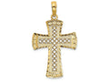 FJC Finejewelers 14k Yellow Gold Latice Cross with Satin Edge Bright Cut Tips Charm