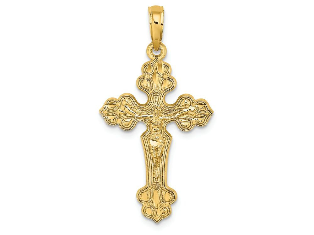 FJC Finejewelers 14k Yellow Gold Bright Cut Crucifix with Fancy Tips Charm