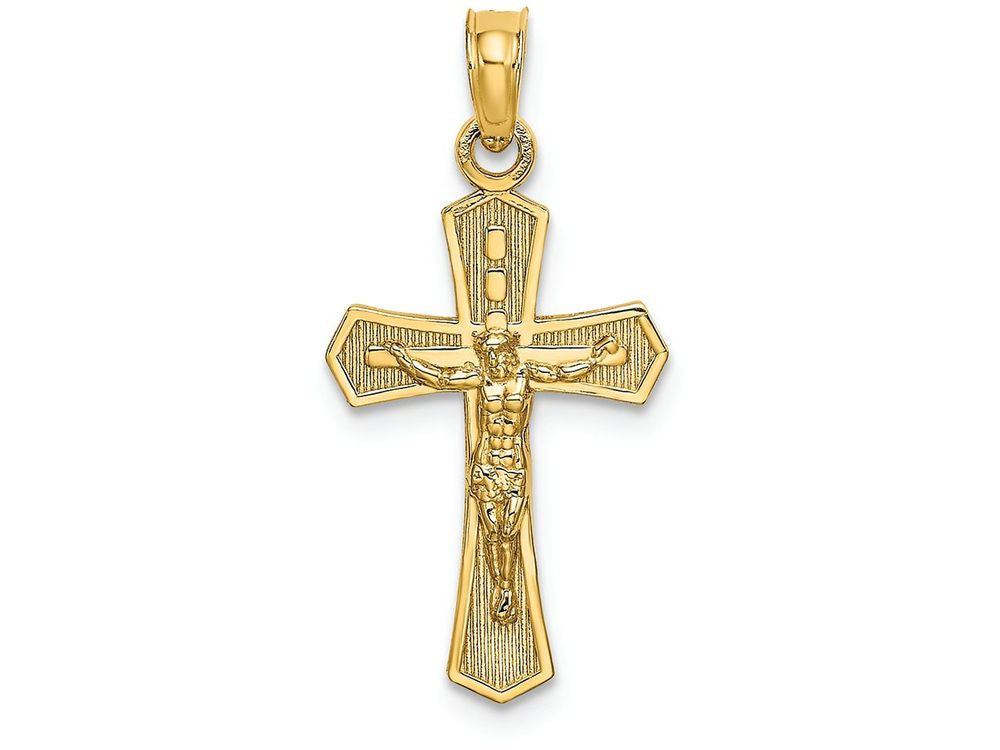 FJC Finejewelers 14k Yellow Gold Crucifixbeveled Edges Charm