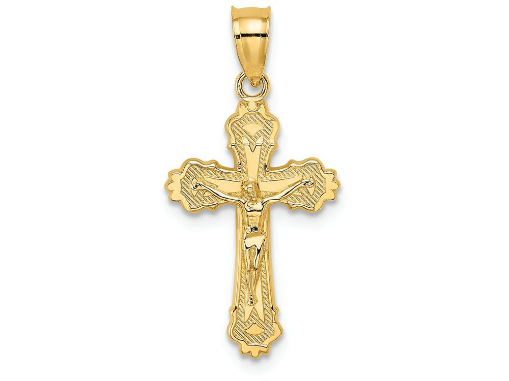 FJC Finejewelers 14k Yellow Gold Crucifix with Scalloped Edge Charm
