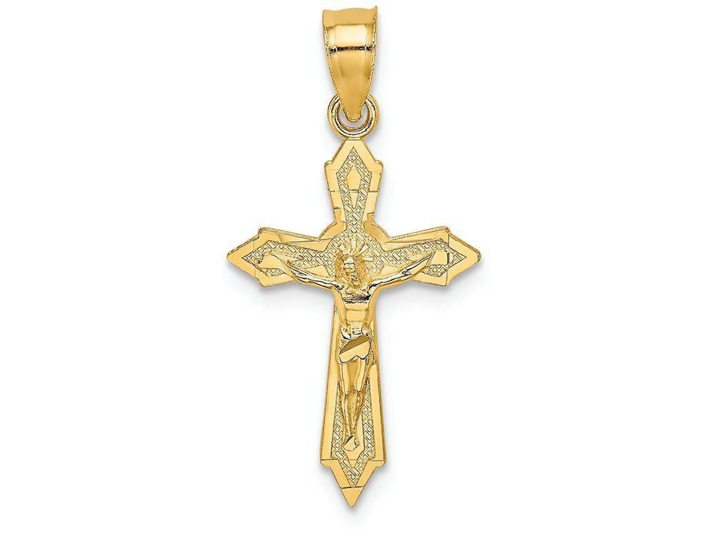 FJC Finejewelers 14k Yellow Gold Crucifix with Arrow Pointed Ends Charm