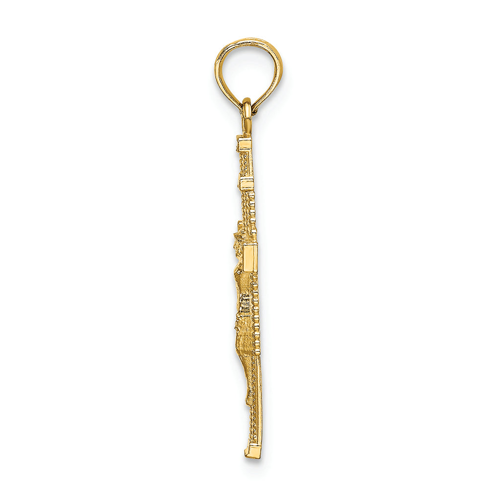 FJC Finejewelers 14k Yellow Gold Beaded Accent Cross Behind Crucifix Charm