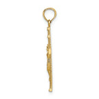 FJC Finejewelers 14k Yellow Gold Beaded Accent Cross Behind Crucifix Charm
