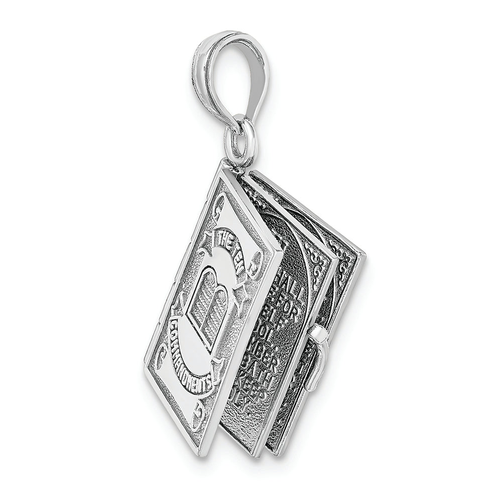 FJC Finejewelers 14k White Gold 3d Ten Commandments Bookmoveable Pages Charm