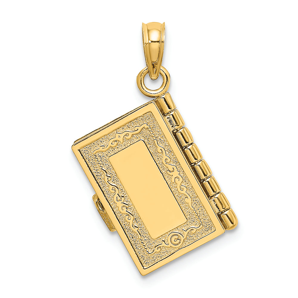 FJC Finejewelers 14k Yellow Gold 3d Santa Biblia Bookspanish Biblemoveable Pages Charm