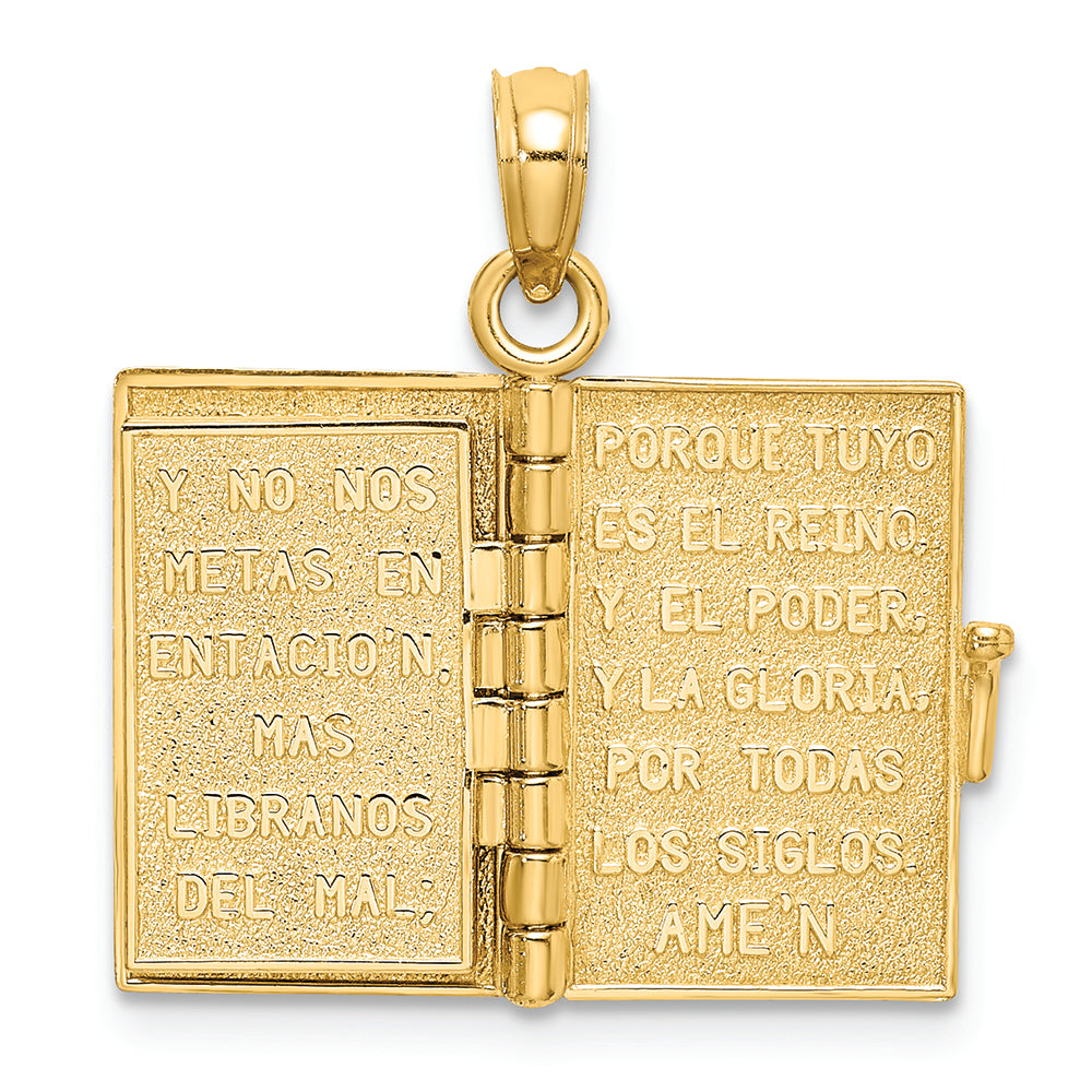 FJC Finejewelers 14k Yellow Gold 3d Santa Biblia Bookspanish Biblemoveable Pages Charm
