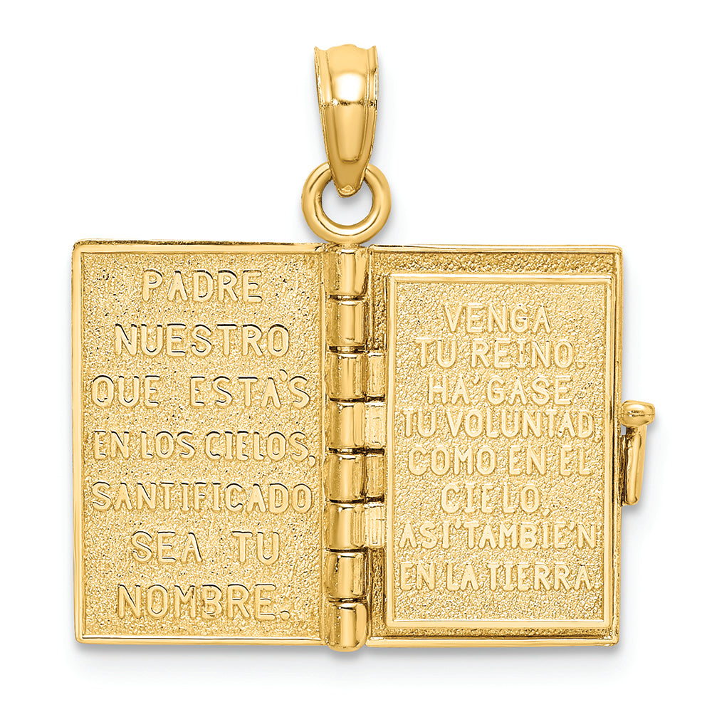 FJC Finejewelers 14k Yellow Gold 3d Santa Biblia Bookspanish Biblemoveable Pages Charm