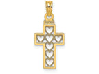 FJC Finejewelers 14k Yellow Gold Block Cross with Hearts Charm
