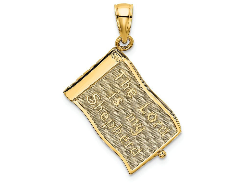 FJC Finejewelers 14k Yellow Gold 3d "the Lord Is My Shepherd"(psalm 23) Book  Moveable Pages Charm