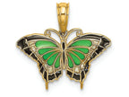 FJC Finejewelers 14k Yellow Gold Small Butterfly with Green Stained Glass Wings Black Outline Charm