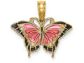 FJC Finejewelers 14k Yellow Gold Small Butterfly with Pink Stained Glass Wings Black Outline Charm
