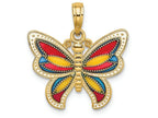 FJC Finejewelers 14k Yellow Gold Butterfly with Stained Glass Beaded Wingsmulti-color Charm