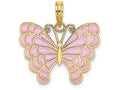 FJC Finejewelers 14k Yellow Gold Butterfly with Lavender Stained Glass Wings Charm