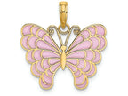 FJC Finejewelers 14k Yellow Gold Butterfly with Lavender Stained Glass Wings Charm