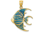 FJC Finejewelers 14k Yellow Gold Angelfish with Blue Stained Glass Accent Charm