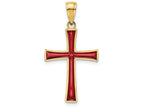 FJC Finejewelers 14k Yellow Gold Red Stained Glass Crosstapers In Center Charm