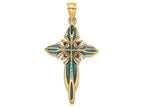 FJC Finejewelers 14k Yellow Gold Blue Stained Glass Crossover Beaded Triangle Tips Red Accnt Charm