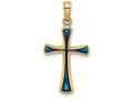 FJC Finejewelers 14k Yellow Gold Blue Stained Glass Tapered Cross Charm