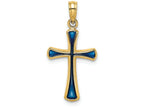 FJC Finejewelers 14k Yellow Gold Blue Stained Glass Tapered Cross Charm