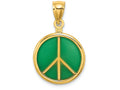 FJC Finejewelers 14k Yellow Gold 3d Peace Symbol with Green Stained Glass Center Charm