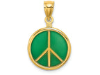 FJC Finejewelers 14k Yellow Gold 3d Peace Symbol with Green Stained Glass Center Charm
