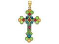FJC Finejewelers 14k Yellow Gold Stained Glass Cross with Square Center Scalloped Tipsmulti Charm