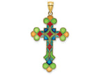FJC Finejewelers 14k Yellow Gold Stained Glass Cross with Square Center Scalloped Tipsmulti Charm