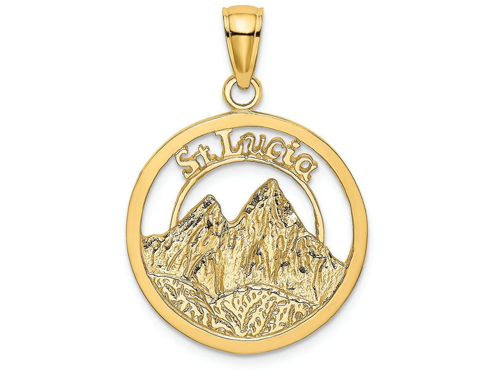FJC Finejewelers 14k Yellow Gold St. Lucia Twin Pitons In Frame Charm