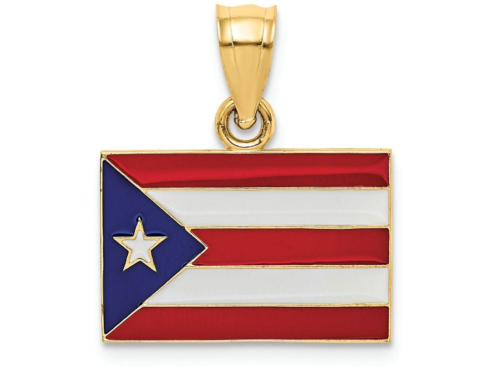 FJC Finejewelers 14k Yellow Gold Solid Enameled Puerto Rico Flag Charm
