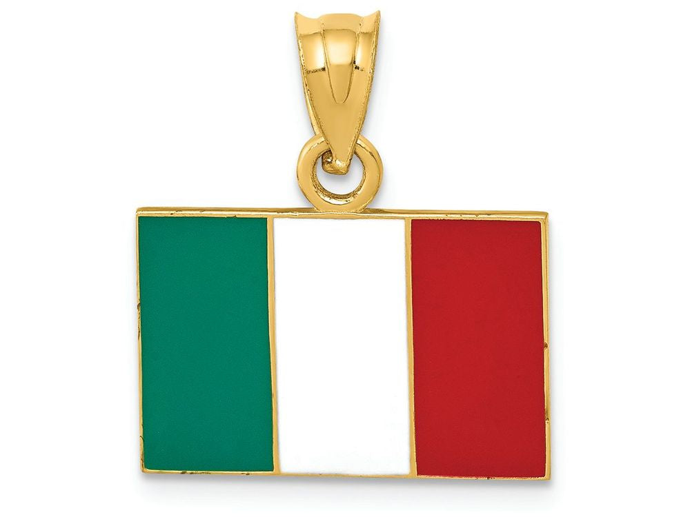 FJC Finejewelers 14k Yellow Gold Solid Enameled Italy Flag Charm