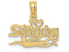 FJC Finejewelers 14k Yellow Gold I "heart" Swimming(picture) Polish Engraved Charm
