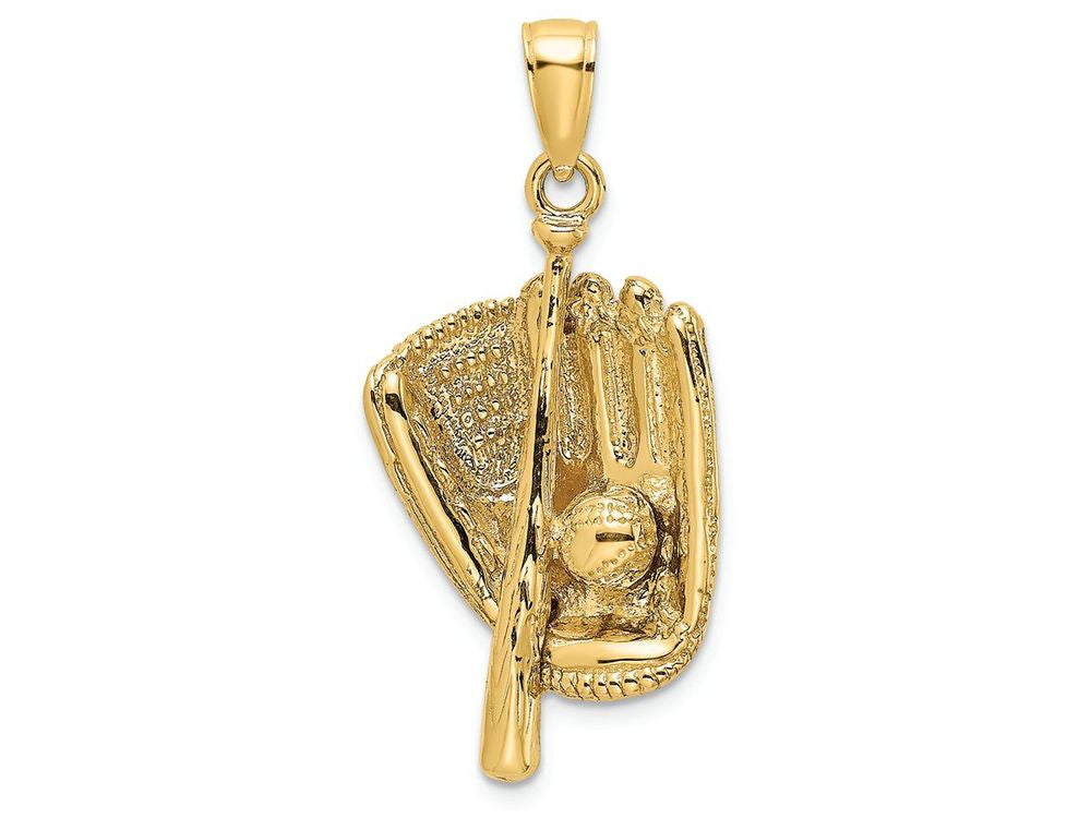 FJC Finejewelers 14k Yellow Gold 3d Baseball Glove  Bat Ball Charm