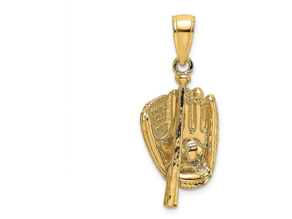 FJC Finejewelers 14k Yellow Gold 3d Baseball Glove Bat Ball Charm