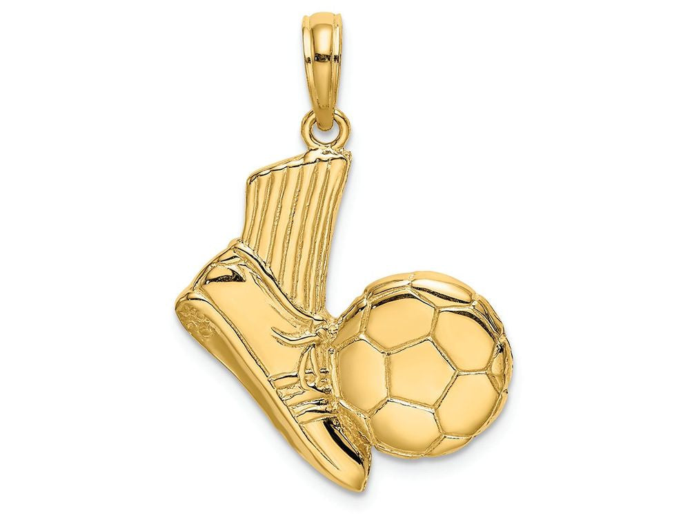 FJC Finejewelers 14k Yellow Gold Soccer Shoe Kicking Ball Charm